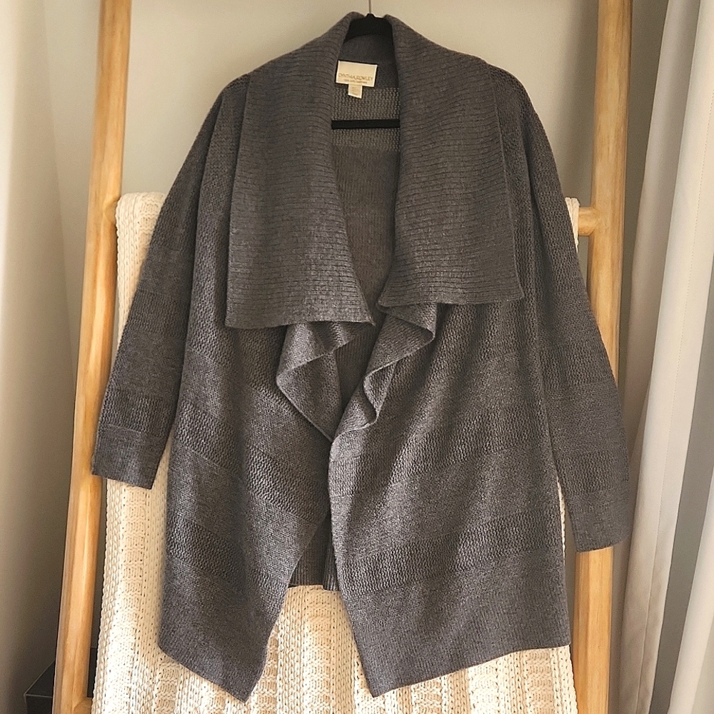 Cynthia Rowley 100% Cashmere Grey Long Cardigan Large